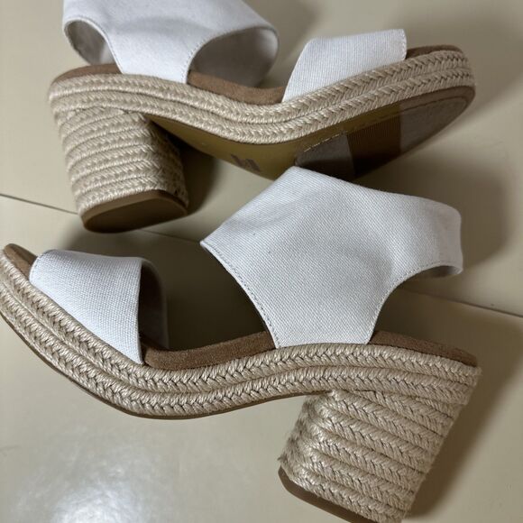 Toms Majorca Platform Espadrille Casual Block Heel Sandals White Canvas Sz 10 - Picture 8 of 12